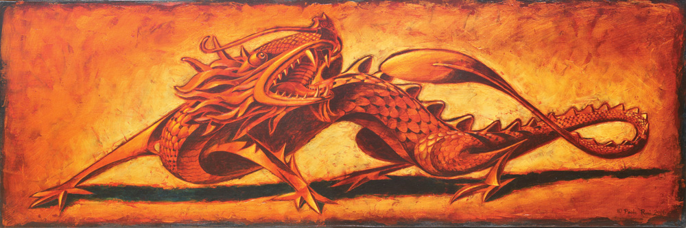© Paolo Rui; painting; acrylic and oil on canvas; surreal; Dragon; Chinese dragon; Year of the Dragon