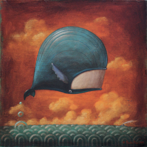 © Paolo Rui; painting; acrylic and oil on canvas; whale; surreal